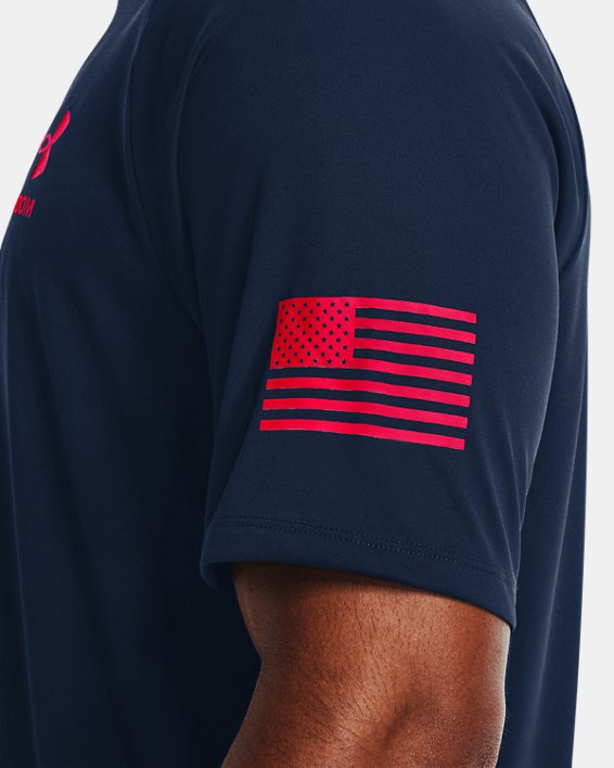 Men's UA Tech™ Freedom Short Sleeve T-Shirt, Blue, pdpMainDesktop image number 3